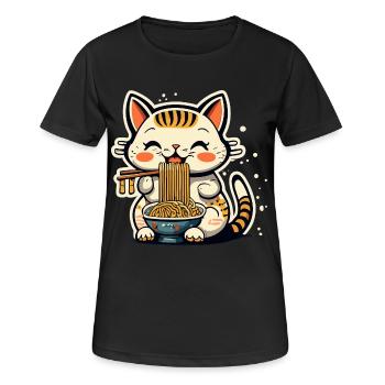 Chat ramen - T-shirt respirant Femme - noir - Devant - AI Model Female 172 light (172cm)