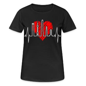 Shanghai Skyline Heartbeat Chine J’aime Shanghai - T-shirt respirant Femme - noir - Devant - AI Model Female 172 light (172cm)