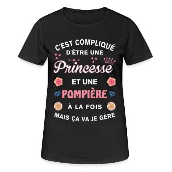 Cadeau Humoristique Pompière Princesse - T-shirt respirant Femme - noir - Devant - AI Model Female 172 light (172cm)