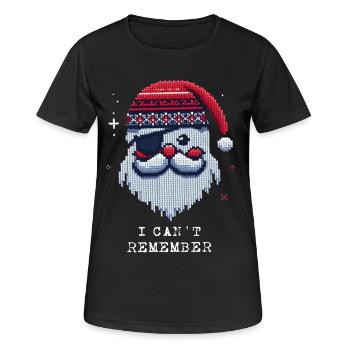 Weihnachtsmann mit Augenklappe Strickmuster - Frauen T-Shirt atmungsaktiv - Schwarz - Vorne - AI Model Female 172 light (172cm)