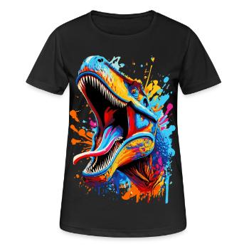 T-Rex Colorful - Tyrannosaurus Rex Dinosaur - Women's Breathable T-Shirt - black - Front - AI Model Female 172 light (172cm)