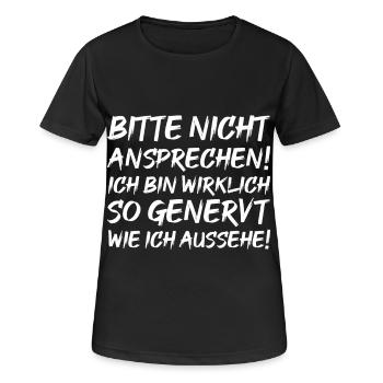 Genervt sein Spruch - Frauen T-Shirt atmungsaktiv - Schwarz - Vorne - AI Model Female 172 light (172cm)