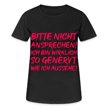 Genervt sein - Frauen T-Shirt atmungsaktiv - Schwarz - Vorne - AI Model Female 172 light (172cm)