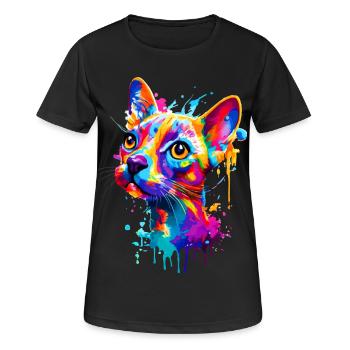 Chat Coloré - Chat Coloré - Chat Sphynx - T-shirt respirant Femme - noir - Devant - AI Model Female 172 light (172cm)