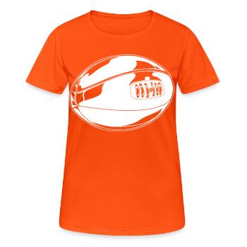 Rugby Ball Drawing - Women's Breathable T-Shirt - neon orange - Front - AI Model Female 172 dark (172cm)