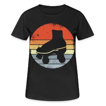 Vintage Rollschuhe - Frauen T-Shirt atmungsaktiv - Schwarz - Vorne - AI Model Female 172 light (172cm)