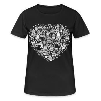 Hiver - Neige - Hiver Amour - Saison froide - T-shirt respirant Femme - noir - Devant - AI Model Female 172 light (172cm)