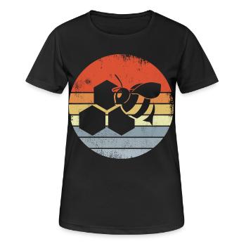 Honigbiene Zeichnung - Frauen T-Shirt atmungsaktiv - Schwarz - Vorne - AI Model Female 172 light (172cm)