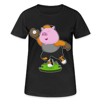 Gant de baseball Pig - T-shirt respirant Femme - noir - Devant - AI Model Female 172 light (172cm)