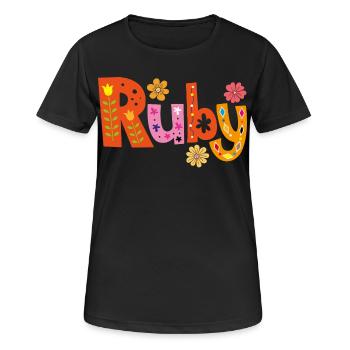 Nom de rubis personnalisé - T-shirt respirant Femme - noir - Devant - AI Model Female 172 light (172cm)