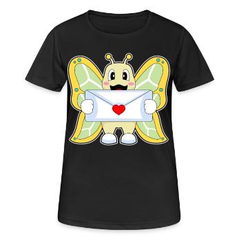 Schmetterling Liebesbrief - Frauen T-Shirt atmungsaktiv - Schwarz - Vorne - AI Model Female 172 light (172cm)