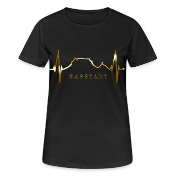 Cape Town Skyline Heartbeat Afrique du Sud Montagne de la Table - T-shirt respirant Femme - noir - Devant - AI Model Female 172 light (172cm)