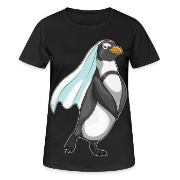 Pingouin voile de mariée mariage - T-shirt respirant Femme - noir - Devant - AI Model Female 172 light (172cm)