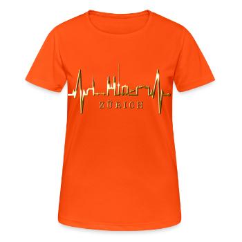 Zurich Skyline Heartbeat Suisse Amour Amour Zurich - T-shirt respirant Femme - orange néon - Devant - AI Model Female 172 dark (172cm)