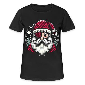 Weihnachtsmann Strickmuster mit Augenklappe - Frauen T-Shirt atmungsaktiv - Schwarz - Vorne - AI Model Female 172 light (172cm)