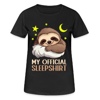 Mode veille : paresseux câlin avec oreiller - T-shirt respirant Femme - noir - Devant - AI Model Female 172 light (172cm)