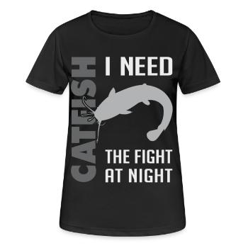 Wels fischen Kampf mit dem starken Wels - Frauen T-Shirt atmungsaktiv - Schwarz - Vorne - AI Model Female 172 light (172cm)