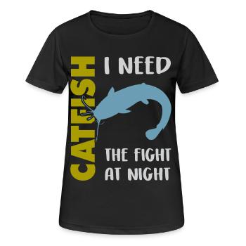 Wels fischen Kampf mit dem starken Wels - Frauen T-Shirt atmungsaktiv - Schwarz - Vorne - AI Model Female 172 light (172cm)