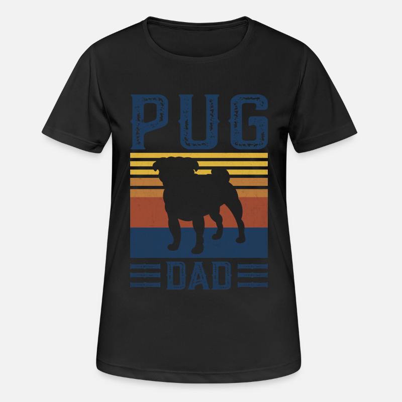 Pug Dad Dog Vintage Retro - Women's Breathable T-Shirt - black