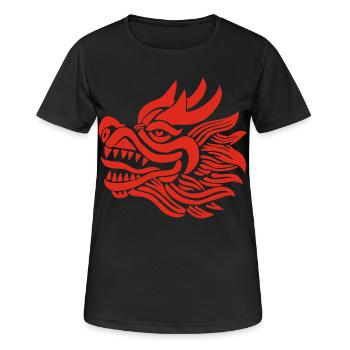 Tête de dragon chinois (rouge) - T-shirt respirant Femme - noir - Devant - AI Model Female 172 light (172cm)