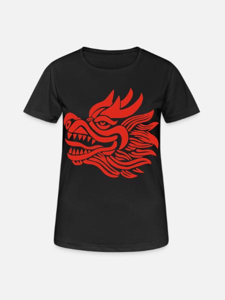Chinesischer Drachenkopf (Rot) - Frauen T-Shirt atmungsaktiv - Schwarz