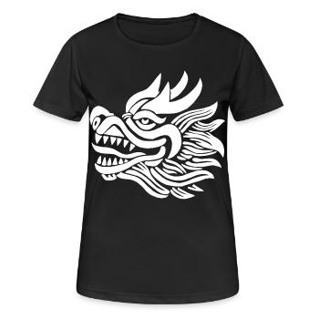 Tête de dragon chinois (blanc) - T-shirt respirant Femme - noir - Devant - AI Model Female 172 light (172cm)