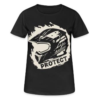 Protect - Schutzhelm [Weiß] - Frauen T-Shirt atmungsaktiv - Schwarz - Vorne - AI Model Female 172 light (172cm)