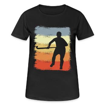 Vintage Feldhockey - Frauen T-Shirt atmungsaktiv - Schwarz - Vorne - AI Model Female 172 light (172cm)