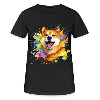 Doge coin color Splash - Frauen T-Shirt atmungsaktiv - Schwarz - Vorne - AI Model Female 172 light (172cm)