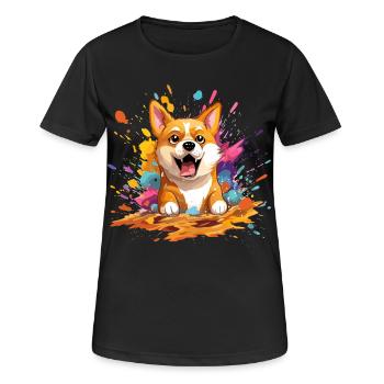 Doge coin color Splash - Frauen T-Shirt atmungsaktiv - Schwarz - Vorne - AI Model Female 172 light (172cm)
