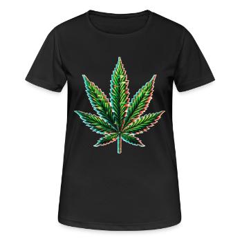 Cannabis Glitch - Frauen T-Shirt atmungsaktiv - Schwarz - Vorne - AI Model Female 172 light (172cm)