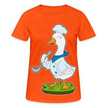 Ente Koch Kochlöffel Kochen - Frauen T-Shirt atmungsaktiv - Neonorange - Vorne - AI Model Female 172 dark (172cm)
