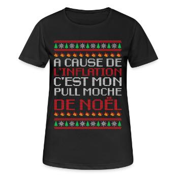 Pull Moche De Noël Humour Cadeau Famille Inflation - T-shirt respirant Femme - noir - Devant - AI Model Female 172 light (172cm)