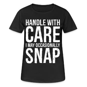 Handle with care funny shirt - T-shirt respirant Femme - noir - Devant - AI Model Female 172 light (172cm)