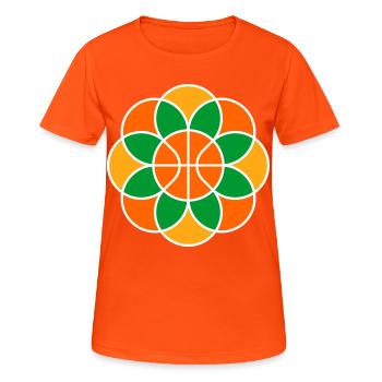 Mandala de fleur de basket-ball - T-shirt respirant Femme - orange néon - Devant - AI Model Female 172 dark (172cm)