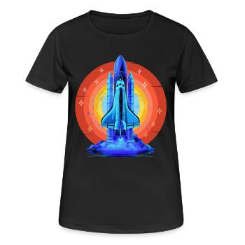 BLAUES SPACE SHUTTLE RETRO VINTAGE - Frauen T-Shirt atmungsaktiv - Schwarz - Vorne - AI Model Female 172 light (172cm)