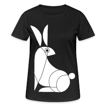 Lustiges weißes Kaninchen - Frauen T-Shirt atmungsaktiv - Schwarz - Vorne - AI Model Female 172 light (172cm)