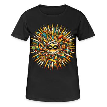 Karneval Sonne im Herzen - Frauen T-Shirt atmungsaktiv - Schwarz - Vorne - AI Model Female 172 light (172cm)