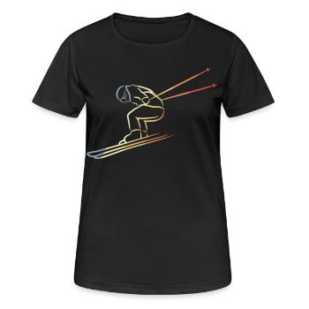 Wintersport Skizze - Frauen T-Shirt atmungsaktiv - Schwarz - Vorne - AI Model Female 172 light (172cm)