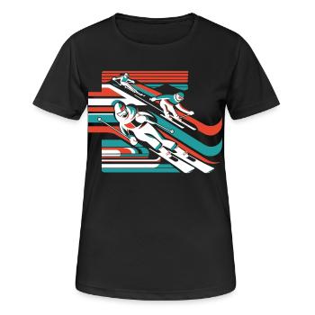 Ski Sports d’hiver Neige Hiver - T-shirt respirant Femme - noir - Devant - AI Model Female 172 light (172cm)