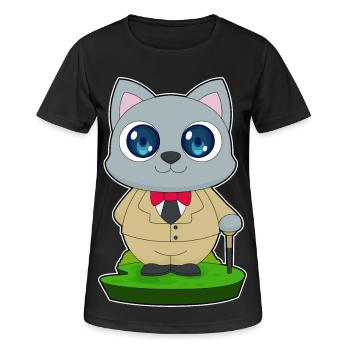 Cat Pensioner Walking Stick - Women's Breathable T-Shirt - black - Front - AI Model Female 172 light (172cm)
