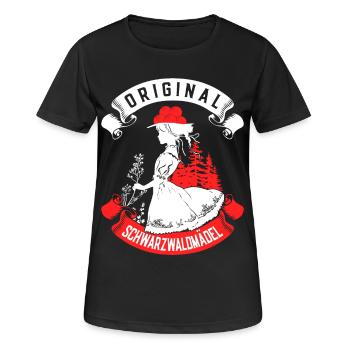 Original Schwarzwaldmädel Bollenhut Tracht - Frauen T-Shirt atmungsaktiv - Schwarz - Vorne - AI Model Female 172 light (172cm)