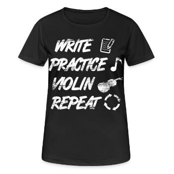 Pratique de l’écriture, répétition du violon - T-shirt respirant Femme - noir - Devant - AI Model Female 172 light (172cm)
