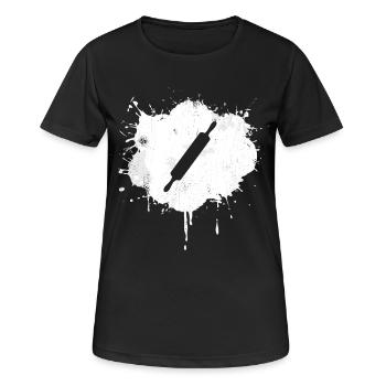 Nudelholz Zeichnung - Frauen T-Shirt atmungsaktiv - Schwarz - Vorne - AI Model Female 172 light (172cm)