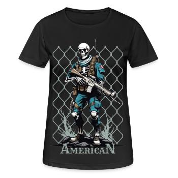 American Warrior Skelett - Frauen T-Shirt atmungsaktiv - Schwarz - Vorne - AI Model Female 172 light (172cm)