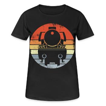 Vintage Lokomotive - Frauen T-Shirt atmungsaktiv - Schwarz - Vorne - AI Model Female 172 light (172cm)