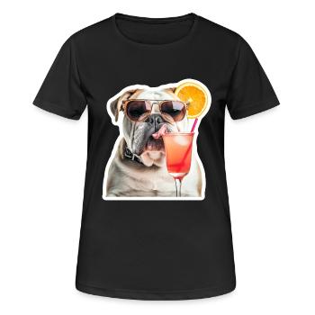 lustige Bulldogge mit Cocktail - Frauen T-Shirt atmungsaktiv - Schwarz - Vorne - AI Model Female 172 light (172cm)