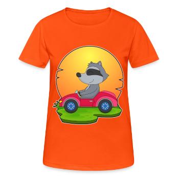Waschbär Auto - Frauen T-Shirt atmungsaktiv - Neonorange - Vorne - AI Model Female 172 dark (172cm)