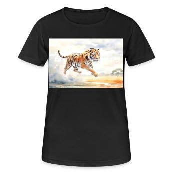 Tiger in Action - Women's Breathable T-Shirt - black - Front - AI Model Female 172 light (172cm)