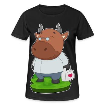 Trousse de premiers secours Bull Doctor - T-shirt respirant Femme - noir - Devant - AI Model Female 172 light (172cm)